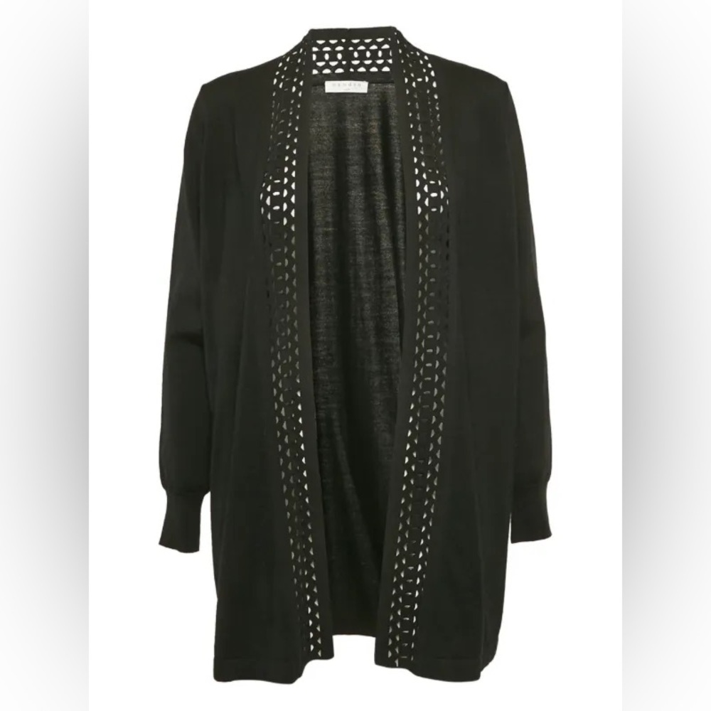 SANDRO Black Open Front Cardigan Sweater, Size 1 (Small)